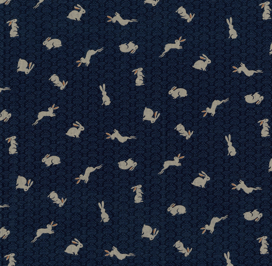 Sevenberry: Kasuri Rabbits in Indigo