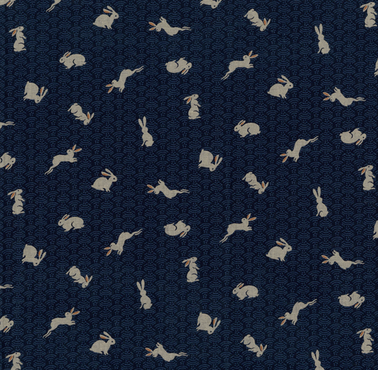 Sevenberry: Kasuri Rabbits in Indigo